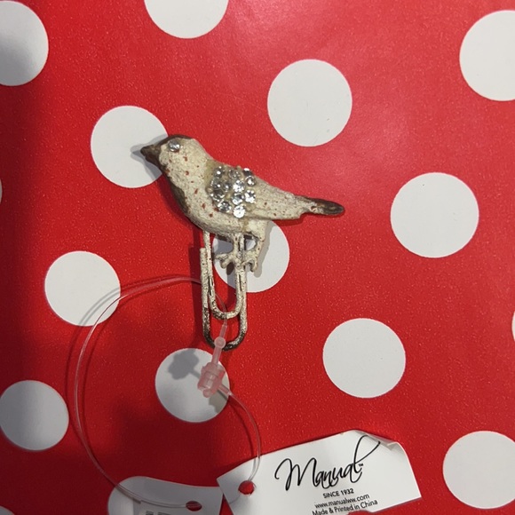 New Manual Woodworkers and Weavers Rustic Antique White Bird Magnet Paperclip - Picture 4 of 7
